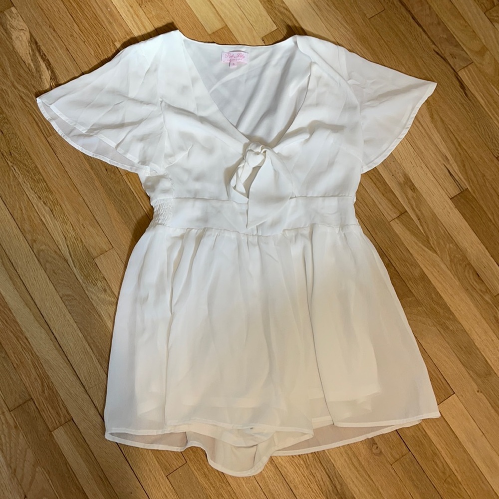Pink Lily white romper